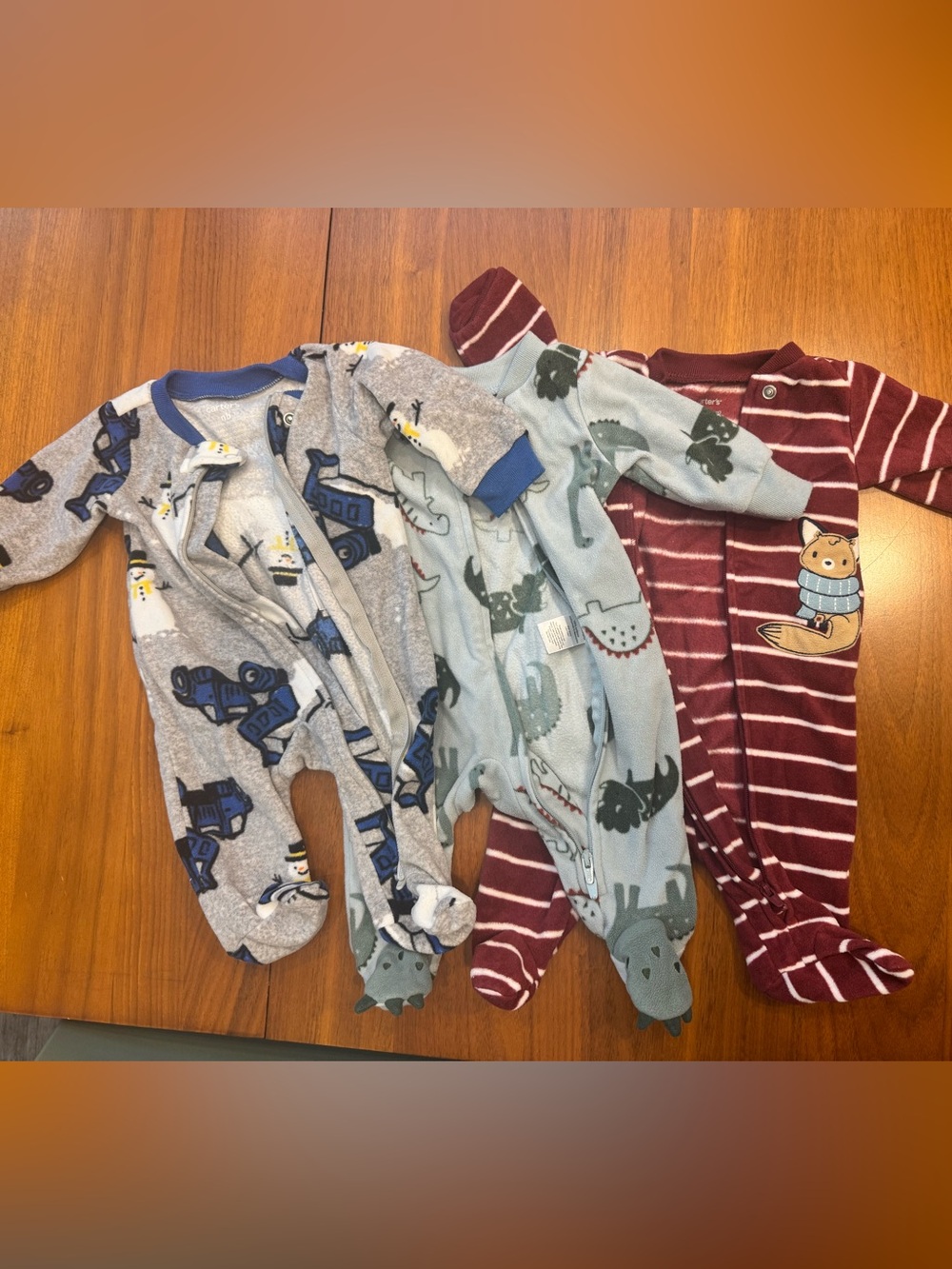 Carter's Light Blue & Gray Dino Fleece Footie Pajamas
